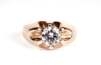 A 9ct yellow gold single stone ring