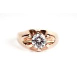 A 9ct yellow gold single stone ring