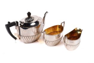 An Edwardian silver three piece tea service
