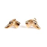 A pair of 9ct yellow gold lurcher pattern earrings
