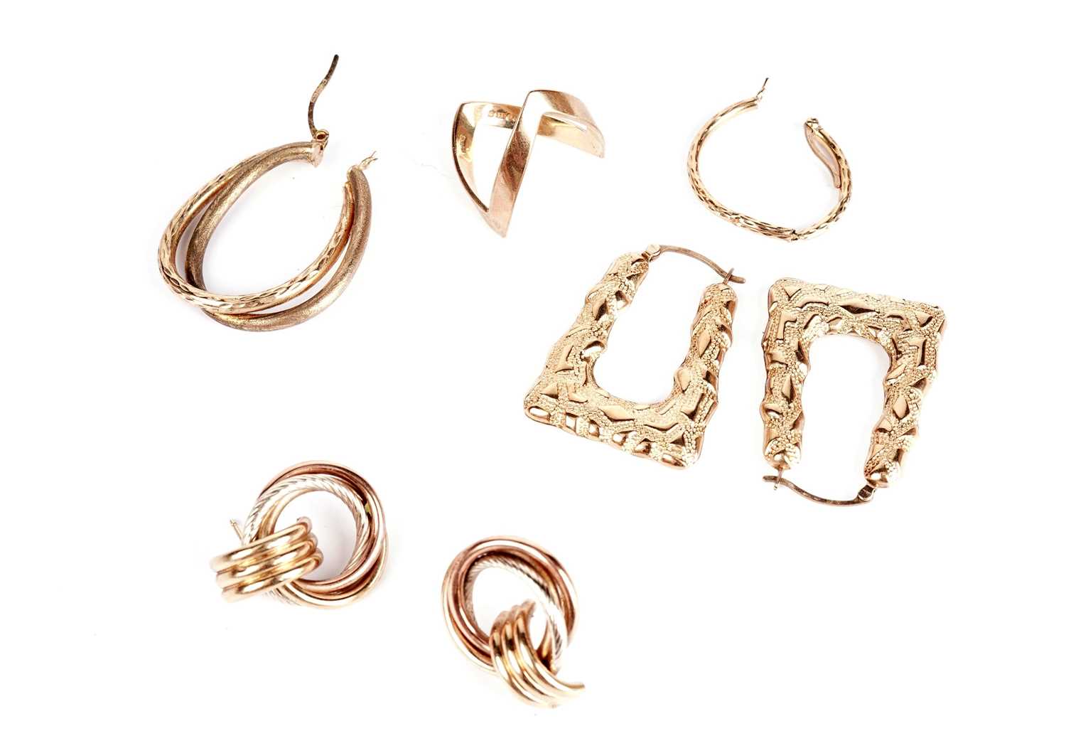 Two pairs of gold earrings and other jewellery