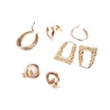 Two pairs of gold earrings and other jewellery