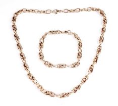 A 9ct yellow gold chain bracelet and necklace