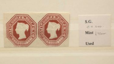 GB QV 1847-54 (embossed) 10d horizontal pair, sg57, lightly mounted mint