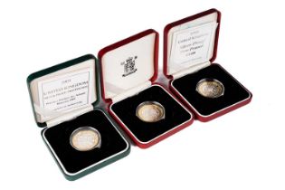 Royal Mint - Three silver proof two-pounds coins
