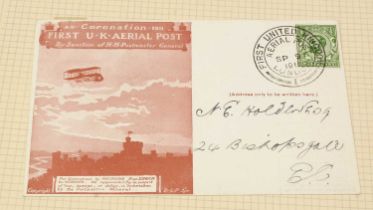 Three George V Great Britain 1911 Coronation First UK Aerial Post postcards