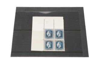 New Zealand George V 1915 2 1/2d. block of four top left with plate number 17