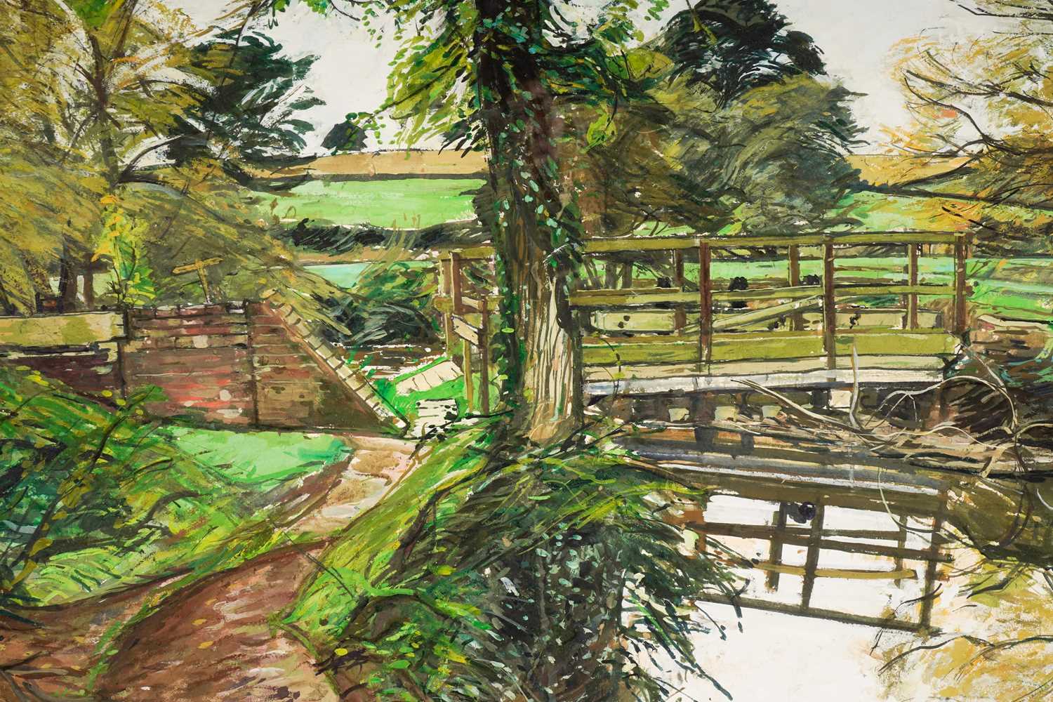 Olwen Bowey RA - River Crossing | gouache on paper - Image 3 of 3