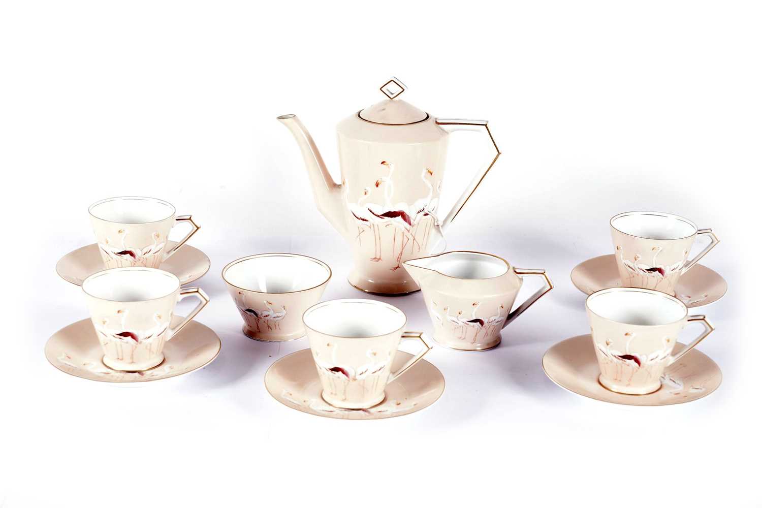 Art Deco Noritake Flamingo pattern coffee set