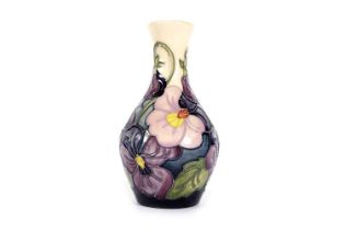 Moorcroft pansy pattern vase