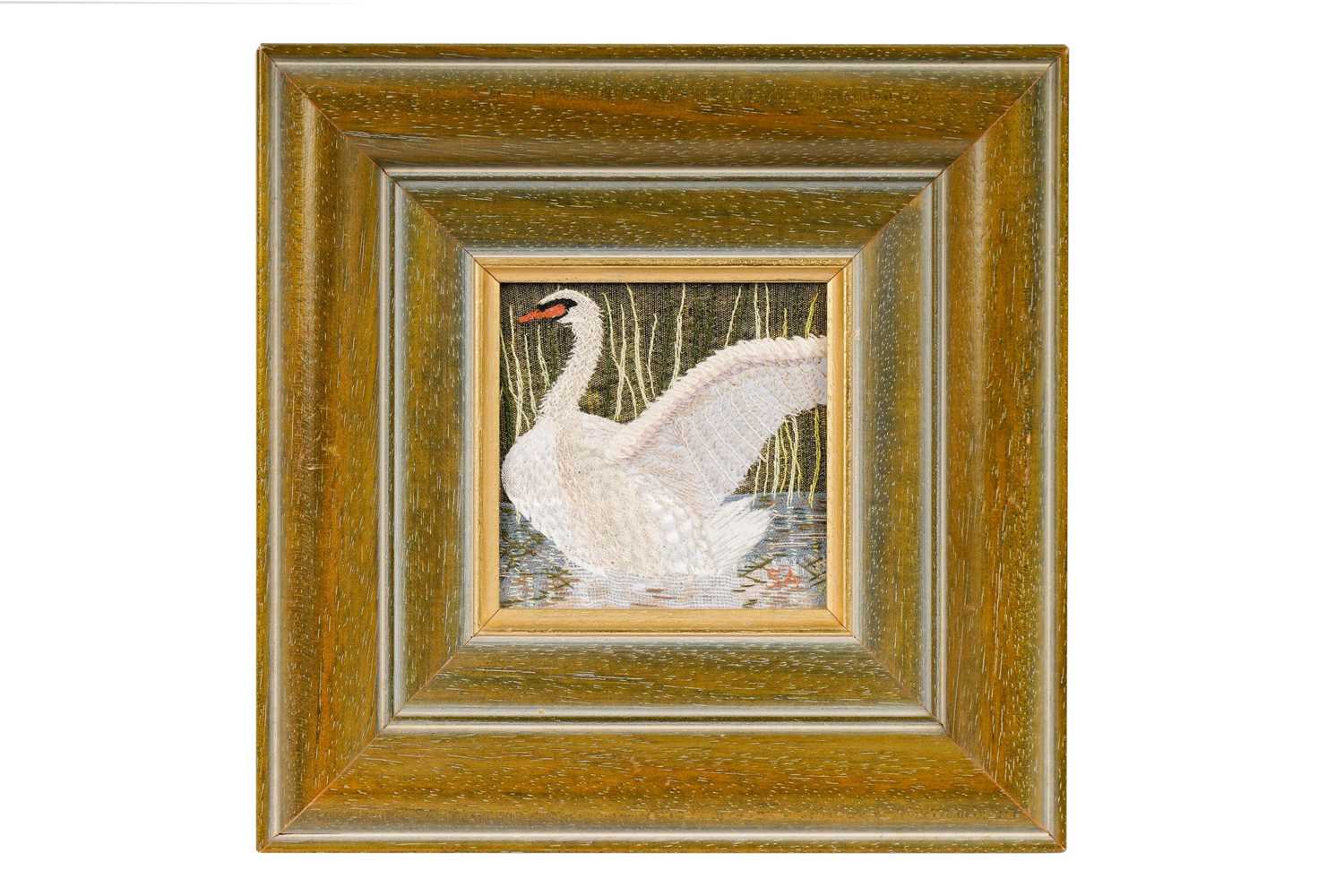 Sadie Allen - The Swan | mixed media; needlework and fabric collage