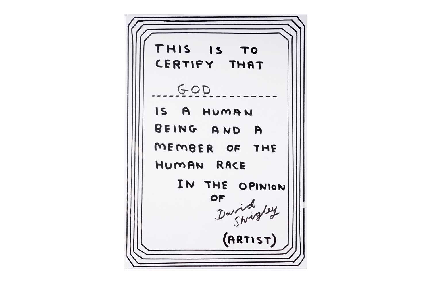 David Shrigley OBE - Human Status | lithograph and felt-tip pen