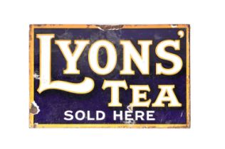 A double sided Lyons enamel advertising sign