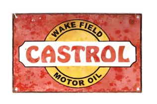 A Castrol Motor Oil enamel advertising sign