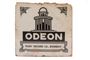 An Odeon Records enamel advertising sign