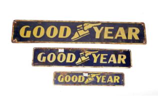 Three Goodyear tyres enamel advertising signs