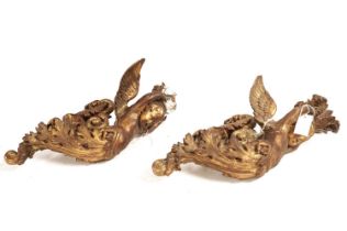 A pair of 19th Century gilt cherub wall lights