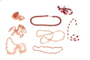 A selection of coral and other jewellery