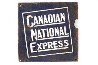 A Canadian National Express enamel advertising sign