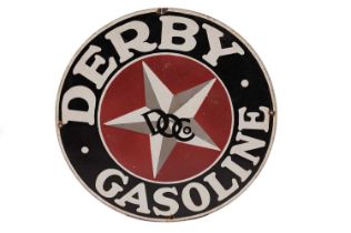 A Derby Gasoline enamel advertising sign