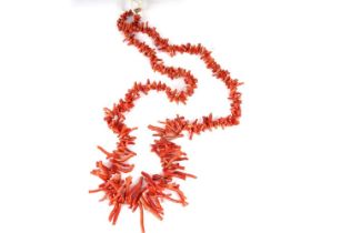 A graduated coral branch necklace