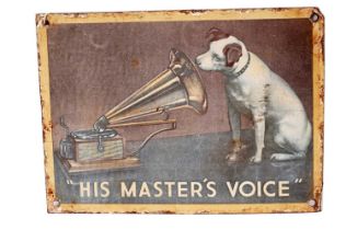 A HMV enamel advertising sign