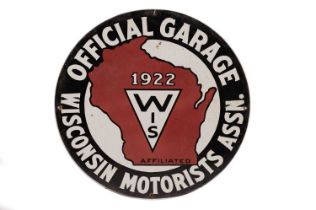 A Wisconsin Motorists Association enamel advertising sign