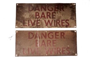 Two enamel warning signs