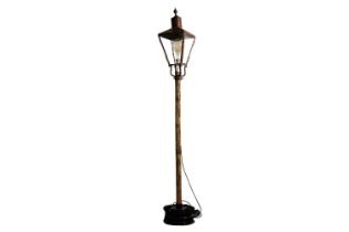 A vintage brass street lantern