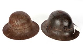 A WWI Zuckerman helmet; together with a Brodie helmet