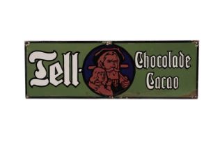 A Tell Chocolate enamel advertising sign