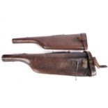 Two antique leather leg of mutton gun cases