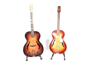 Two 1950's cello-bodied acoustic guitars