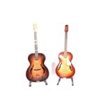 Two 1950's cello-bodied acoustic guitars