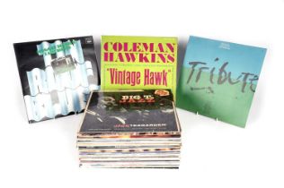 A collection of jazz and blues LPs