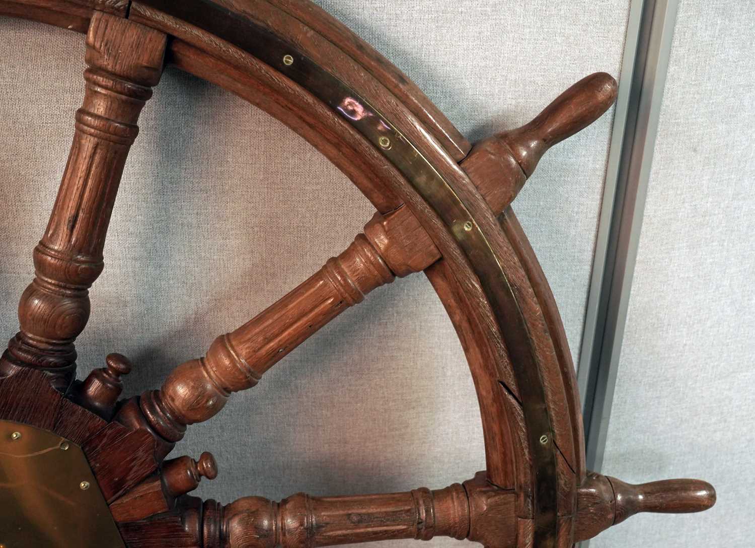 A captain's stained oak ships wheel; and a bosun's whistle - Image 3 of 5