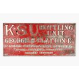 A K.S.U. Bottling Unit advertising sign