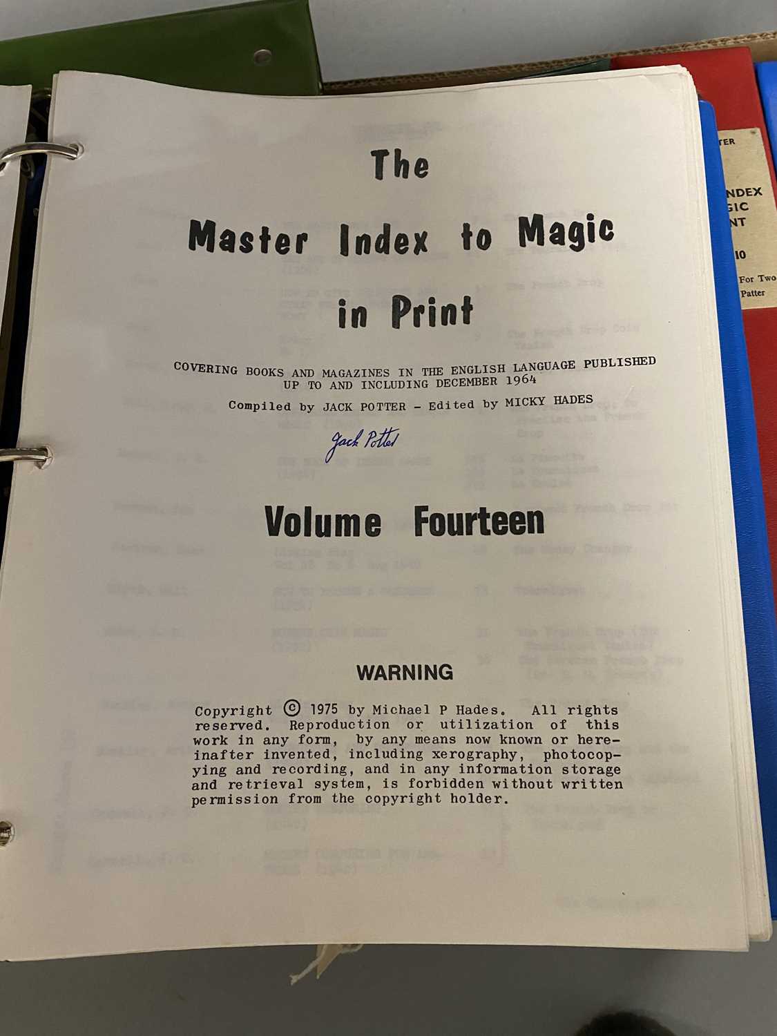 Potter's The Master Index to Magic in Print, and other ephemera relating to magic - Image 13 of 13