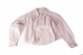 An Edwardian lady's pink pinstripe blouse