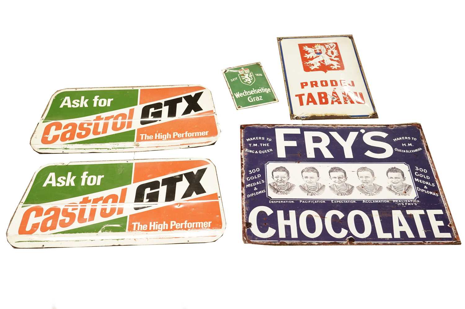 A collection of enamel signs