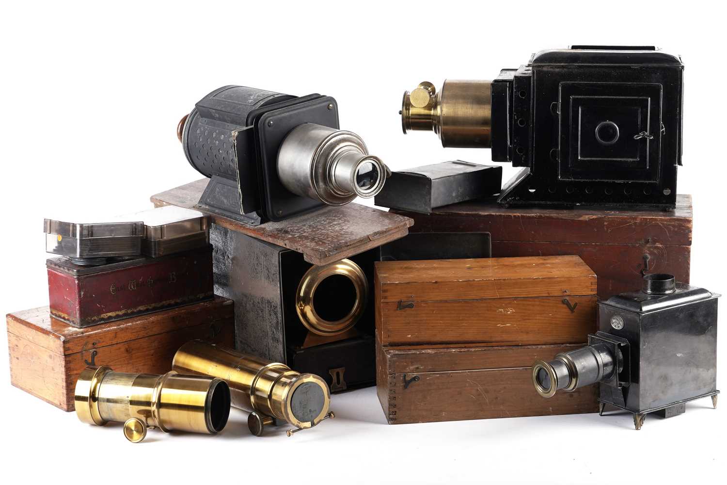 A large collection of Magic Lantern related items