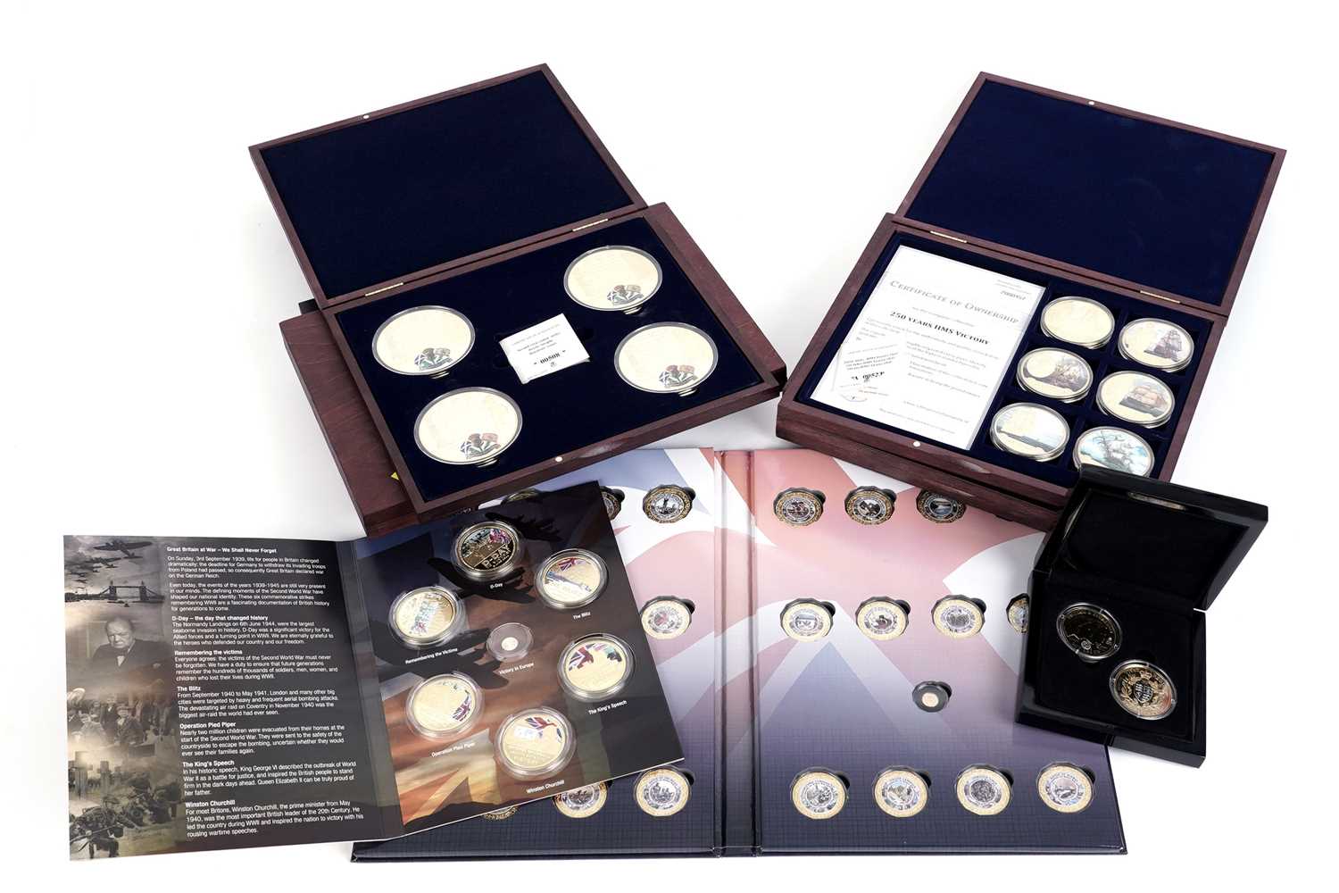 A collection of commemorative coins