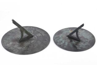 Two vintage metal sundials