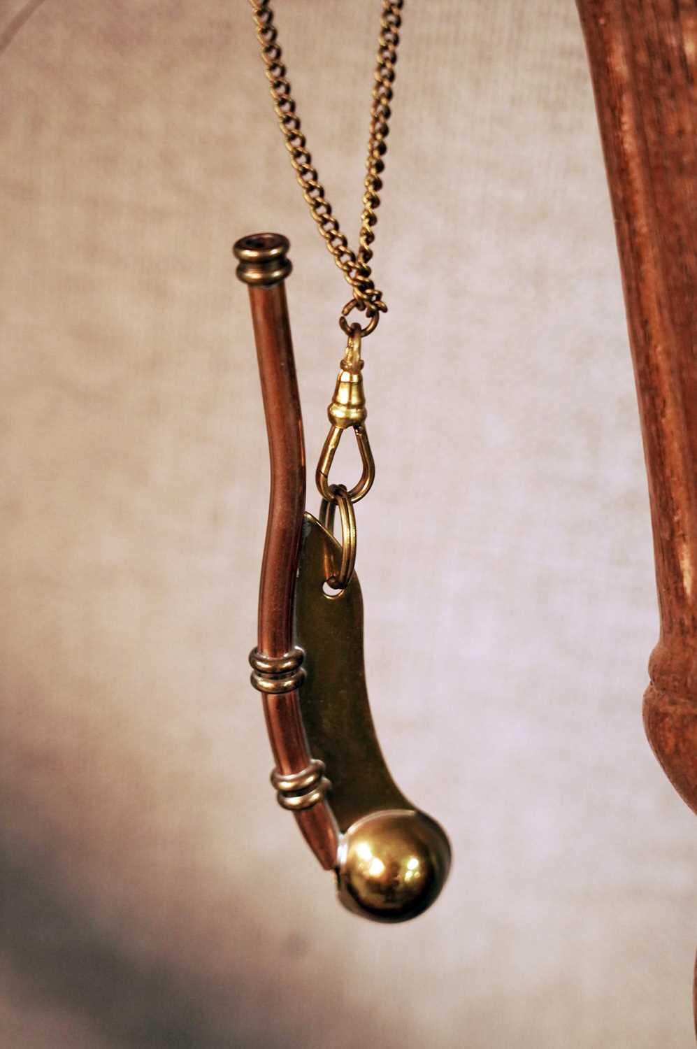 A captain's stained oak ships wheel; and a bosun's whistle - Image 5 of 5