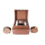 A 20th Century brass bound and mahogany campaign style fly tiers box