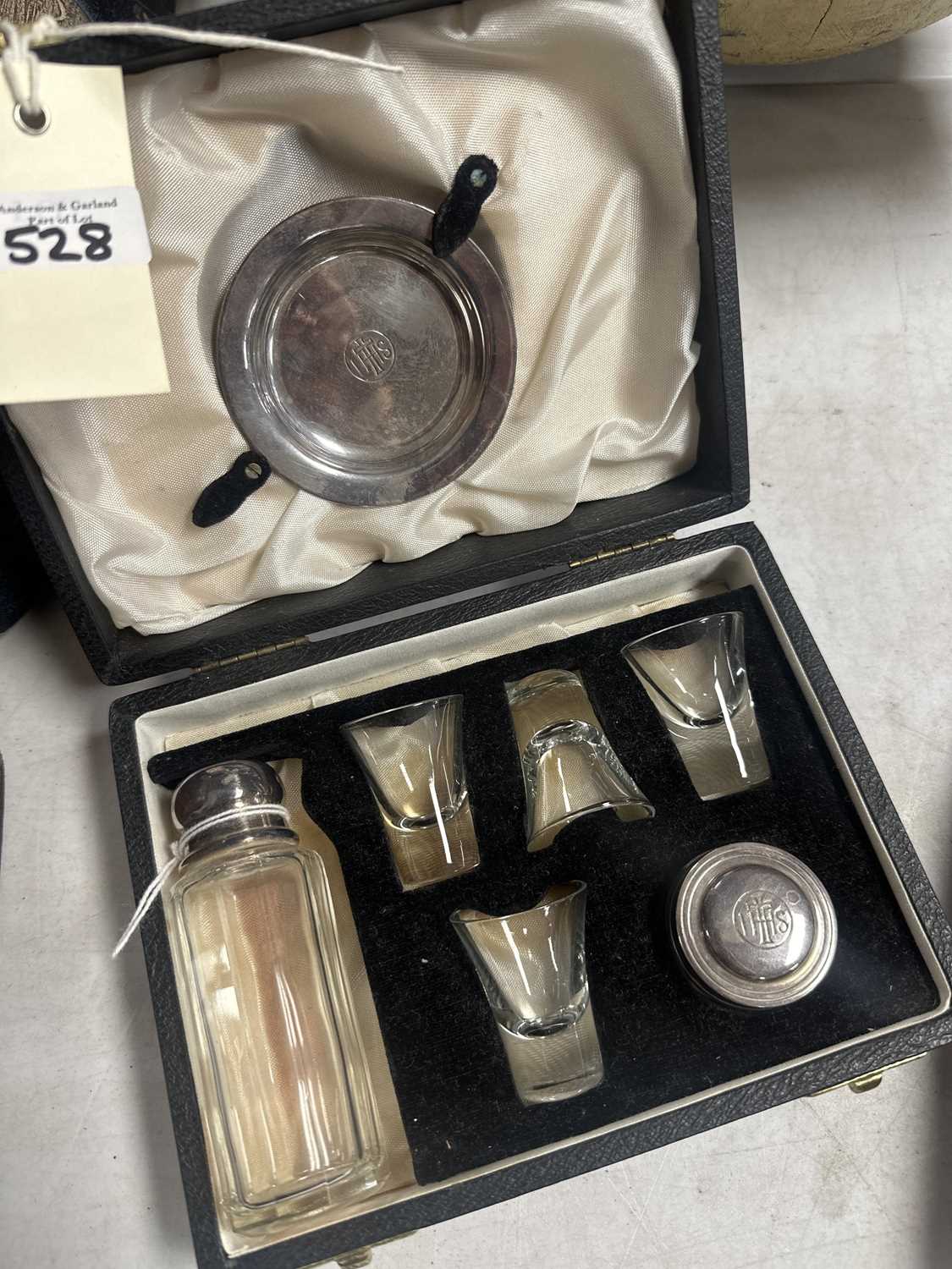 A Victorian leather cased glass hunting flask; and a travelling Holy Communion set - Image 7 of 7