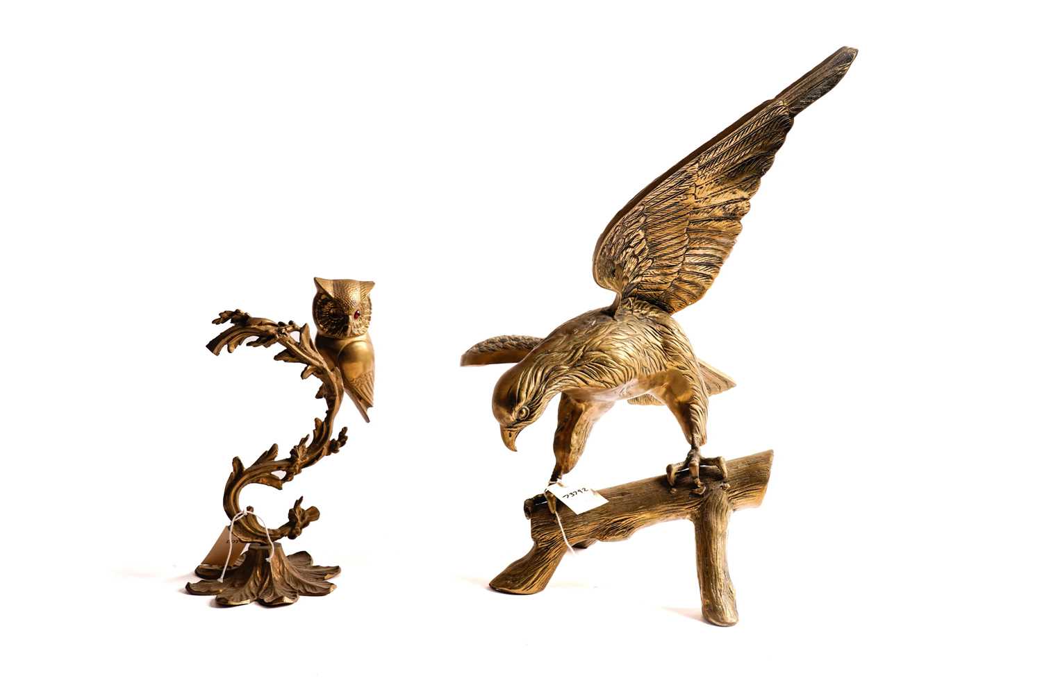 Two brass bird figures