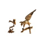 Two brass bird figures