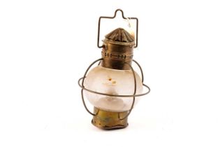 A brass mounted ships oil lamp