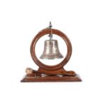 A Victorian oak mounted table bell
